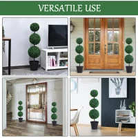 Outsunny Artificial Plants Honeysuckle Flower in Pot Fake Plants with Curved Boots for Indoor 15x15x150cm White(m-4)