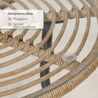 Outsunny 5-tlg. Polyrattan Gartenmöbel Set Essgruppe Esstisch mit 4 Stühlen Gartensitzgruppe mit Beistelltisch Gartenset Outdoor Metall Natur(m-6)