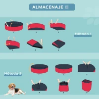 PawHut Piscina Plegable para Perros Gatos Ø80x20 cm Bañera Portátil para Mascotas PVC Antideslizante Múltiples Usos Color Rojo(m-8)