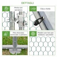 PawHut Recinto per Galline in Acciaio con Copertura Anti UV, 2.8x5.7x2m, Argento(m-7)