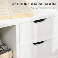 HOMCOM Table de Chevet Table de Nuit Multi-Rangement 2 tiroirs Niche étagère en bois Blanc(m-6)