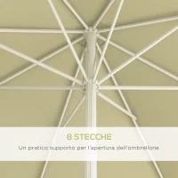 Outsunny Ombrellone da Esterno da 2.5 m ad Altezza Regolabile in Alluminio, Metallo e Poliestere, Bianco Beige(m-7)