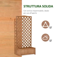 Outsunny Fioriera Verticale da Esterno con Traliccio per Piante Rampicanti in Legno di Abete, 76x36x170 cm(m-7)