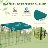 PawHut Parc enclos modulable acier avec bache pour lapins rongeurs petits animaux intérieur extérieur 220L x 85l x 70H cm vert(m-8)