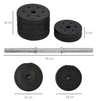 HOMCOM Kurzhantel Set 30KG Hantelset mit Hantelscheiben für Zuhause Büro Fitnessstudio Stahl Kunstleder Schwarz Krafttraining(m-3)
