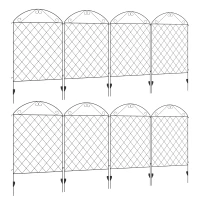 Outsunny Decorative Garden Fencing, 43in x 23ft Outdoor Picket Fence Panels, 8PCs Rustproof Metal Wire Landscape Flower Bed Border Edging Animal Barrier, Black(m-1)