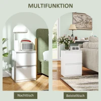 HOMCOM Nachttisch mit 2 Schubladen, Beistelltisch mit Stauraum, für Wohnzimmer, Schlafzimmer, Weiß(m-4)