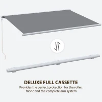 Outsunny 4x3m Full Cassette Electric/Manual Retractable Awning with Remote Controller, Sun Canopies for Patio Door Window with Remote Controller, Grey(m-5)
