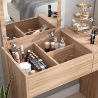 HOMCOM Tocador de Maquillaje con Taburete Mesa de Maquillaje con Espejo Tapa Abatible y Cajas 80x40x79 cm y 40x30x40 cm(m-8)