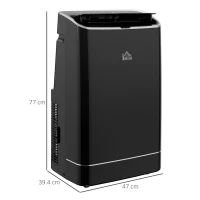 HOMCOM 14000 BTU Mobile Air Conditioner, 35m², Smart Home WiFi, with Dehumidifier, Fan, 24H Timer, Window Kit, Black(m-3)