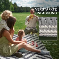 Outsunny Outdoor Wendeteppich, wasserfest, gestreift, 182x274cm, Grau/Creme(m-8)