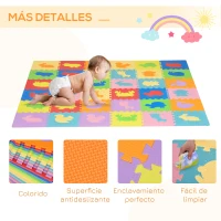 HOMCOM Alfombra Puzzle para Bebés 36 Piezas 31,5x31,5 cm Juego Rompecabezas Infantil Modelo de Animales Suelo de Espuma EVA Área de Cobertura 3,24 m² Multicolor(m-6)