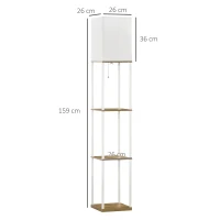 HOMCOM Lampadaire en bois design moderne 3 étagères douille E27 (ampoule non inclus) pour chambre salon bureau café hôtel blanc(m-3)