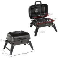 Outsunny  Portable Charcoal  Barbecue BBQ Grill Compact Folding Camping Picnic Garden Party Festival Cooker Table Top with Metal Grid(m-3)