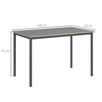 HOMCOM Dining Table w/Steel Frame，Kitchen Table for 4 People，75H x 120L x 70Wcm，Minimalistic Style for Living Room, Dining Room Grey(m-3)