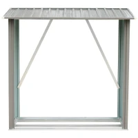 HOMCOM Stockage de bûches abri à bûches extérieur 163L x 89l x 155H cm surface sol 1,13 m² toit incliné acier galvanisé gris(m-7)