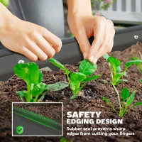 Outsunny Set of Two 181 x 93cm Steel Planters - Dark Grey(m-6)