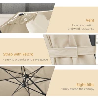 Outsunny 2.7 x 2.7 m Cantilever Parasol, Square Overhanging Umbrella with Cross Base, Crank Handle, Tilt, 360° Rotation and Aluminium Frame, Cream White(m-6)