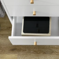 HOMCOM Commode 3 tiroirs design scandinave piètement effilé incliné bois pin panneaux blanc80 x 30 x 80 cm blanc(m-8)