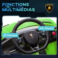 HOMCOM Voiture électrique pour enfants licence Lamborghini Aventador SVJ 12V avec portes papillon télécommande 3-5 KM/H vert(m-7)