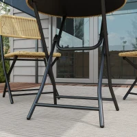 Outsunny Juego de 3 Piezas Muebles de Jardín Plegable de Ratán con 2 Sillas y 1 Mesa de Centro Redonda para Terraza Natural(m-8)