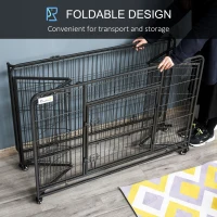 PawHut Metal Dog Cage Kennel Locking Door & Wheels Removable Tray Openable Top For Extra Large Pets 125 x 76 x 81 cm(m-7)