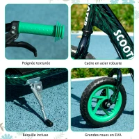 AIYAPLAY Trottinette patinette scooter enfant grandes roues de 6 à 12 ans hauteur réglable frein arrière béquille vert(m-6)