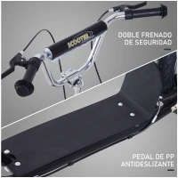 HOMCOM Patinete para Niños Mayores de 5 Años Scooter de 2 Ruedas Grandes con Doble Freno y Manillar Ajustable en Altura para Adolescentes Adultos 135x58x92-100 cm Negro(m-5)