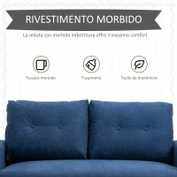HOMCOM Divano 2 Posti Moderno e Trapuntato in Stile Nordico, in Poliestere e Legno, 145x76x88 cm, Blu(m-5)