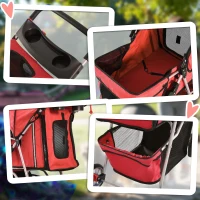PawHut Pet Stroller for Small Miniature Dogs Cats Foldable Travel Carriage with Wheels Zipper Entry Cup Holder Storage Basket Red(m-8)