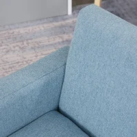 HOMCOM Fauteuil Enfant Design scandinave Grand Confort accoudoirs Assise Dossier garnissage Mousse Haute densité piètement Bois Caoutchouc Lin Bleu(m-8)