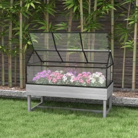 Outsunny 60 x 120cm Raised Garden Bed with Wooden Base - Grey(m-10)