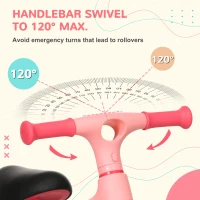 AIYAPLAY Baby Balance Bike, with Adjustable Seat, for 1.5-3 Years - Pink(m-4)