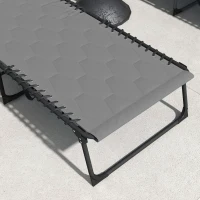 Outsunny Set of Two Sun Loungers, with Five-Position Reclining Backs - Grey(m-9)