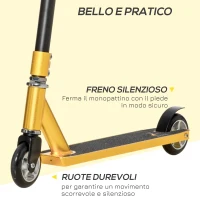 HOMCOM Monopattino Freestyle con Manubrio Girevole, Struttura Acciaio e Alluminio per Ragazzi da 14 Anni(m-6)