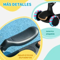 AIYAPLAY Patinete para Niños 2 en 1 con Altura Ajustable Ruedas Brillantes para +18 Meses Carga 50kg 58x31x64-79cm Negro(m-7)