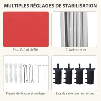 Outsunny Tonnelle barnum de jardin pop-up pliant réglable en hauteur protection UV 30+ 3 parois latérales rouge(m-6)