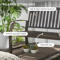Outsunny Two-Seater Simple Metal Bench - Brown(m-5)