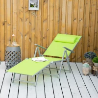 Outsunny Folding Sun Lounger, Outdoor Chaise Lounge Recliner with Pillow and 7 Adjustable Backrest for Lawn, Garden(m-13)