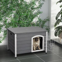 PawHut Hundehütte Hundehaus mit Tür Hundebox Gitterbox TransportKäfig für Katzen Hasen Outdoor wasserdicht Grau Tanne 80 x 55 x 53,5 cm(m-2)
