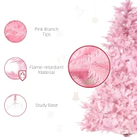 HOMCOM 5FT Artificial Christmas Tree Holiday Xmas Holiday Tree Decoration with Automatic Open for Home Party, Pink(m-7)