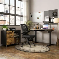 HOMCOM Mobile per Stampante con 3 Cassetti, 2 Ripiani Aperti e Foro Passacavi, in MDF, 80x40x65.5 cm, Marrone e Nero(m-9)