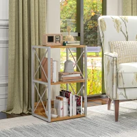 HOMCOM Mobiletto Scaffale per Soggiorno Cucina, Bagno 3 Ripiani Salvaspazio Legno 40x35x72.5cm(m-6)