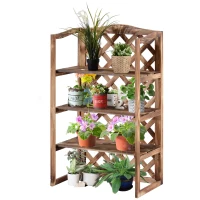 Outsunny Blumenständer Blumenregal Pflanzregal Blumenbank 3 Etagen Tannenholz (Modell8)(m-13)