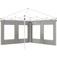 Outsunny Set 2 Pareti per Gazebo 3x6m e 3x3 m in Tessuto Oxford con Finestre e Cerniere, 295x195cm, Grigio(m-1)