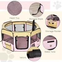 PawHut Box per animali Recinzione per cuccioli Cuccia , Dimensioni: 125 x 125 x 58 cm, Colore : rosa(m-4)