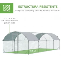 PawHut Gallinero 280x760x197 cm con Cubierta de Tela Oxford Impermeable y Resistente a los Rayos UV para Patio Plata(m-6)