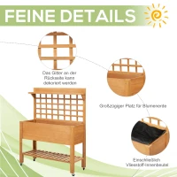 Outsunny Hochbeet Pflanztisch Blumentisch Arbeitstisch Gärtnertisch Gewächshaus Holzpflanztisch für Garten Balkon, 105 x 40 x 135 cm, Tanne, nicht gewebter Stoff, Braun(m-7)