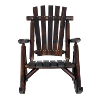 Outsunny Schaukelstuhl mit Armlehne, Wetterfest, Massivholz Verkohlt, 97 x 69 x 93cm(m-9)