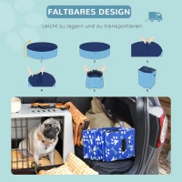 PawHut Hundepool Faltbar Planschbecken für Hunde bis 65 kg Ø160 x 30 cm Rutschfest Hundebadewanne Swimmingpool Schwimmbecken für Hunde und Katzen(m-5)
